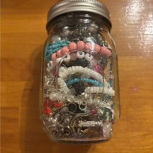 Jar of Assorted Beaded Bracelets